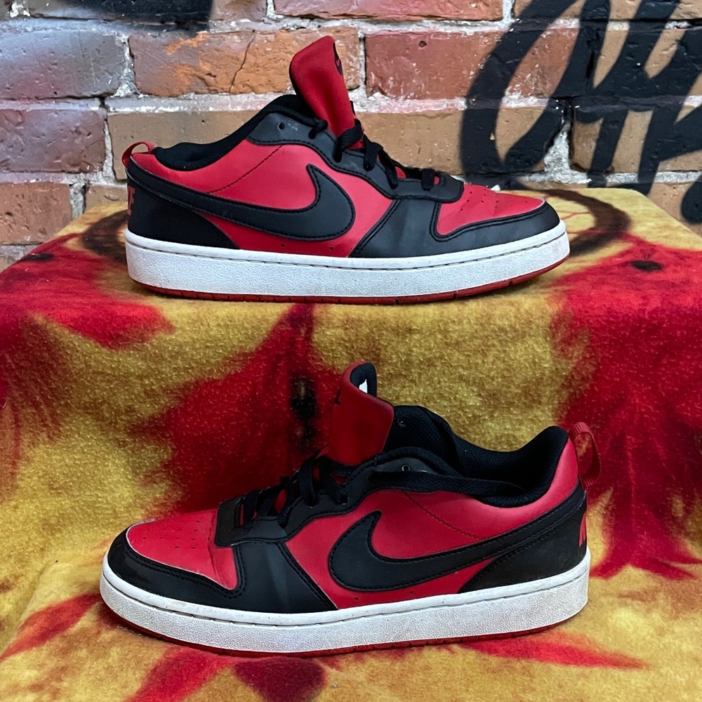 NIKE-‘Black University Red’ COURT BOROUGH  LOW RECRAFT (GS) basketball shoes